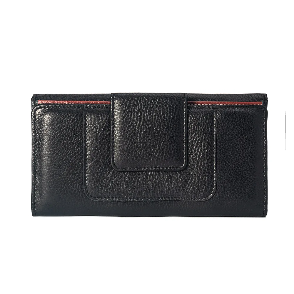 RFID カードホルダー本革財布女性ソフト本物の牛革財布ロング牛革クラッチバッグ