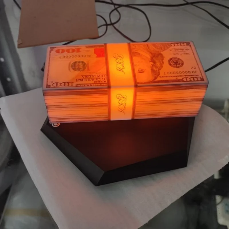 3D Maglev Moon Modern Touch Money Light Dollar Banknotes LED Night Light Rotary Base Bedroom Office Desk Decoration Plug-in