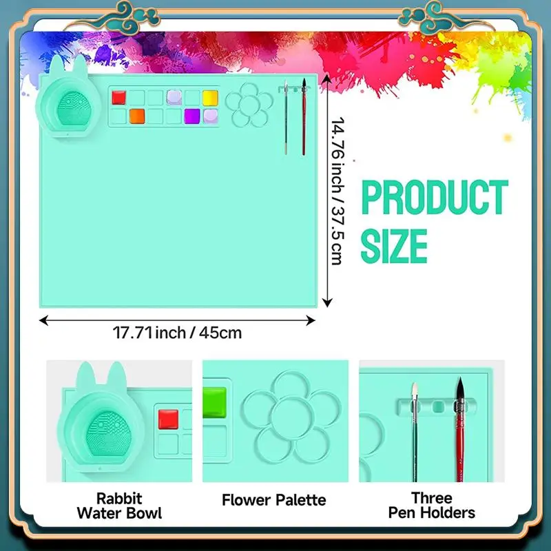 (신규)-그림, 예술, 수제, 공예, 봉제 및 스크랩북용 컵이 있는 실리콘 공예 매트 공예 매트