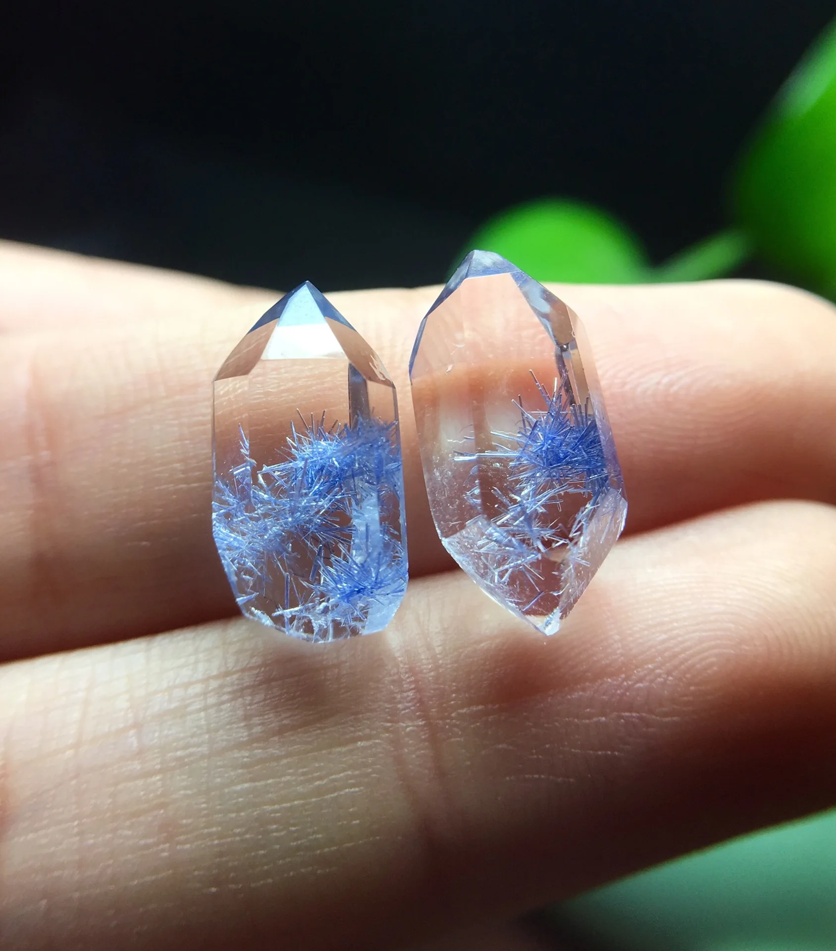 

Natural Blue Rutilated Dumortierite Quartz Pendant a Pair Earrings 15.3*8*6mm Clear Flower Gold Jewelry AAAAAA