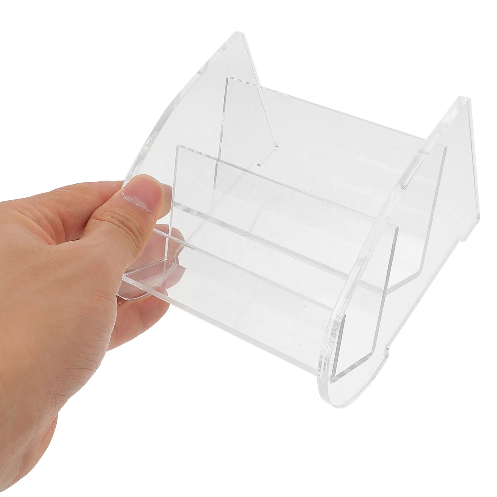 

Acrylic Business Holder 2 Layers Cards Holder White Box Desk ganizer Name Cards Rack Display St Storage Solution