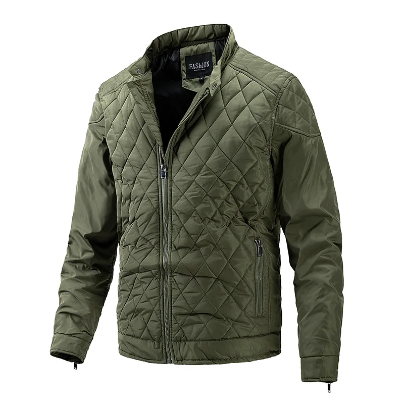 2025 Winter Jacket Men Diamond Stitching Windproof Men\'s Parkas Cotton Padded Clothes Mens Outdoor Camping Hiking Coats MY892
