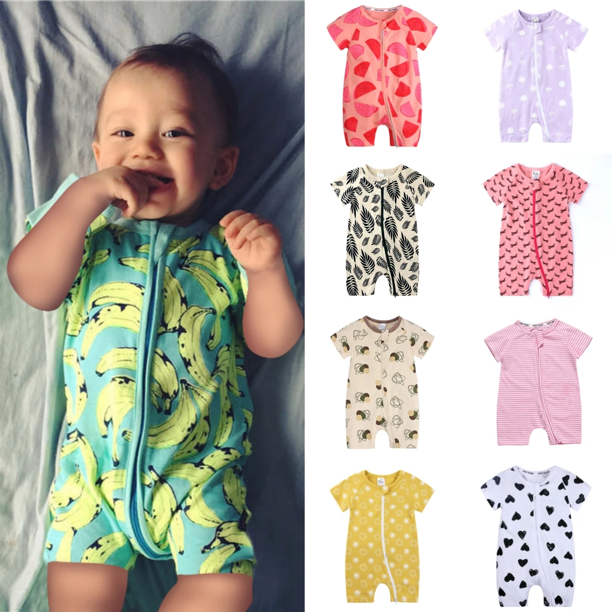 2025 Summer Newborn Unisex Clothes Short Sleeve Baby Rompers Infant Pajamas Cotton Soft Boys Girls Jumpsuit Costume Body suit