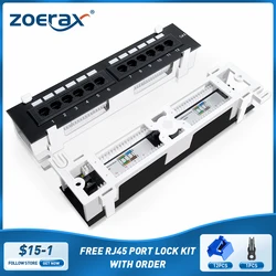 ZoeRax Mini 12-Port Vertical Patch Panel with 89D Bracket and Wallmount Bracket Included, Network Patch Panel Punch Down Block