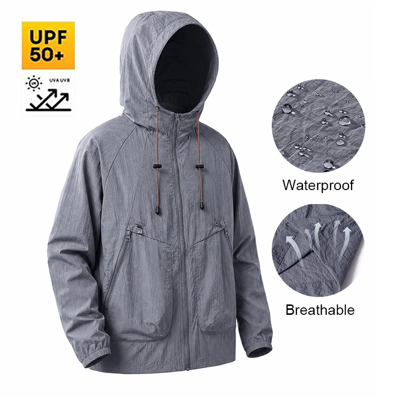 

New Summer Mens' Lightweight Hiking Jacket Outdoor Men Sunscreen Breathable Hooded Coats Women Quick Dry Sports Fishing Jackets