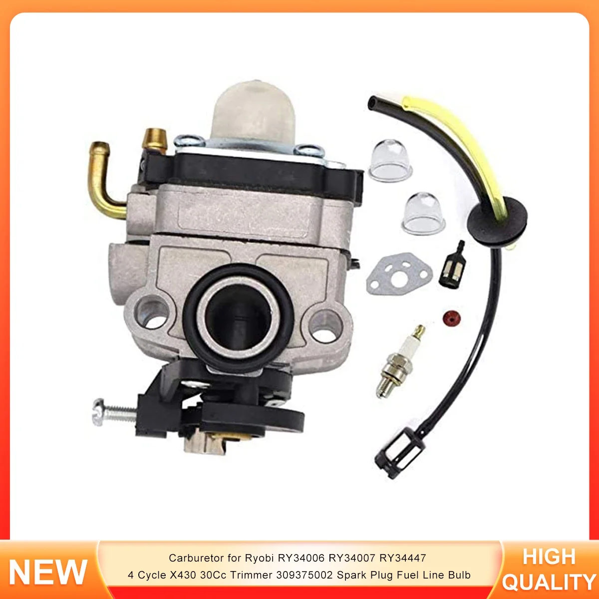 

Carburetor for Ryobi RY34006 RY34007 RY34447 4 Cycle X430 30Cc Trimmer 309375002 Spark Plug Fuel Line Bulb