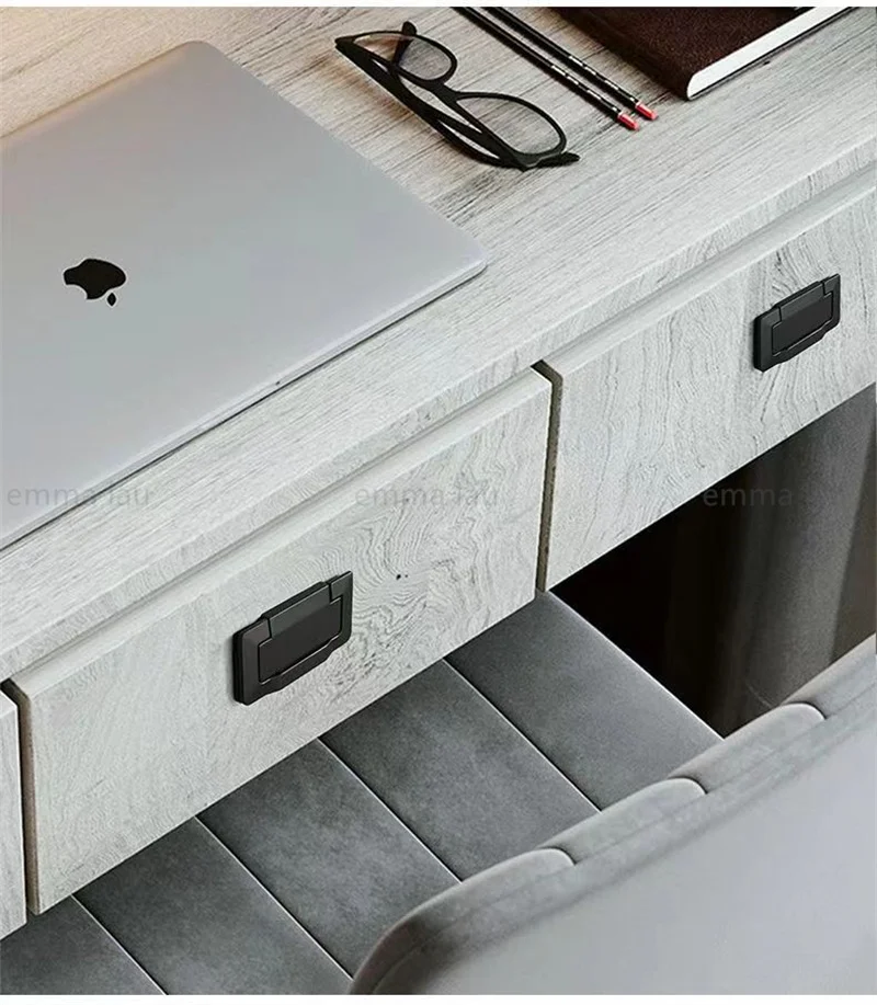 Aluminium Invisible Furniture Handle Drawer Knob Black White Hidden Button Handles For Kitchen Cabinet Door Wardrobe Pulls Knobs