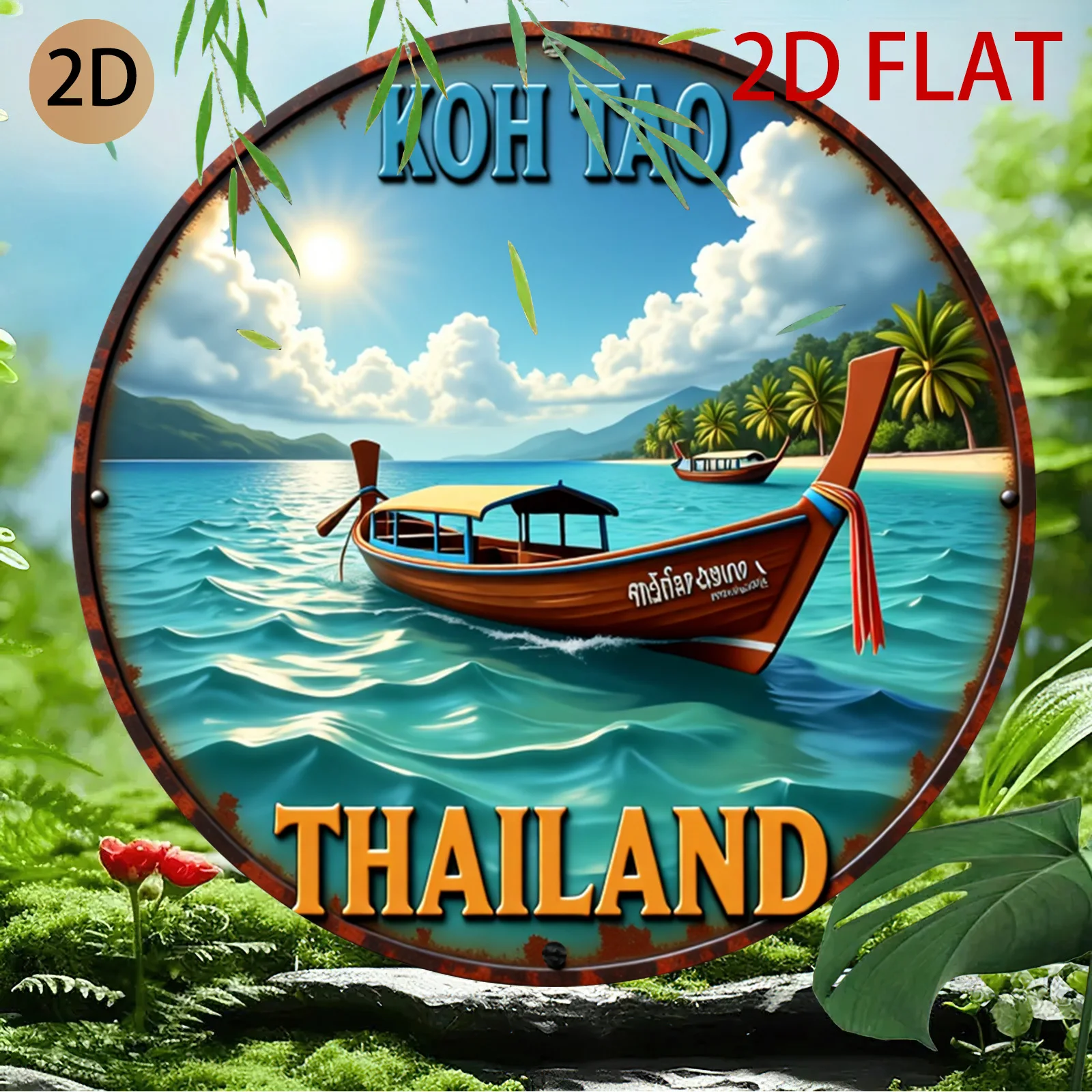 2D Płaski Okrągły Logo Koh Tao – Home Decor Logo Design recenzja i cena