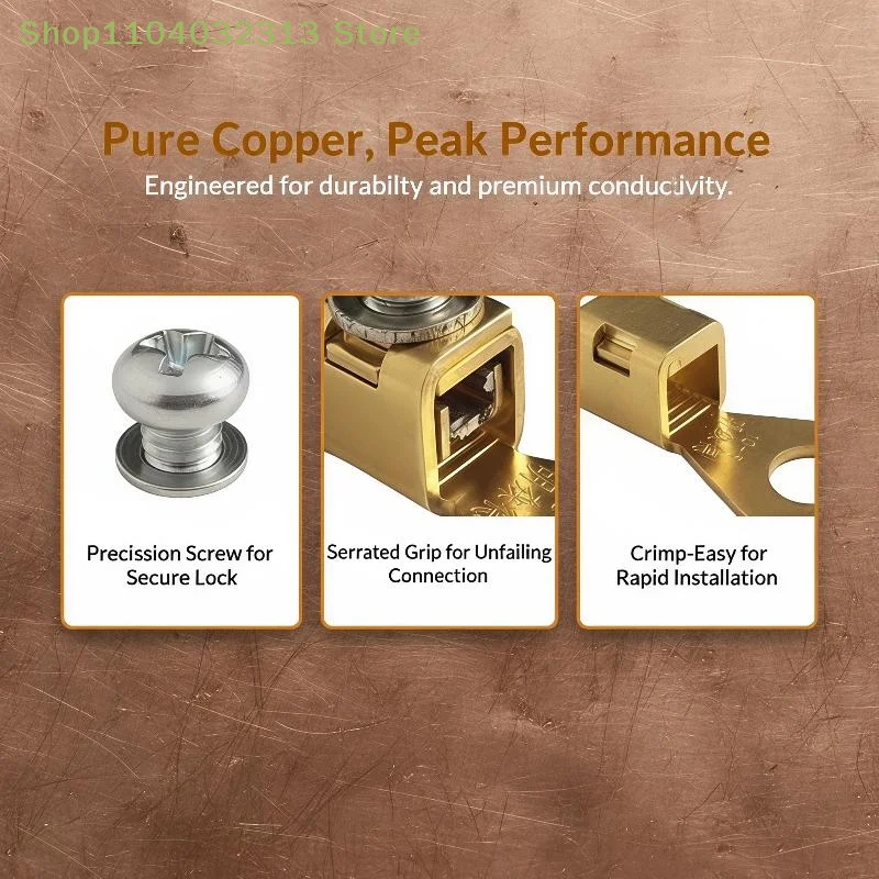 petite1Pcs Brass Copper Wire Terminal Connectors Simple Installation Stable Connection for Power Supply Wiring Fixaccessories