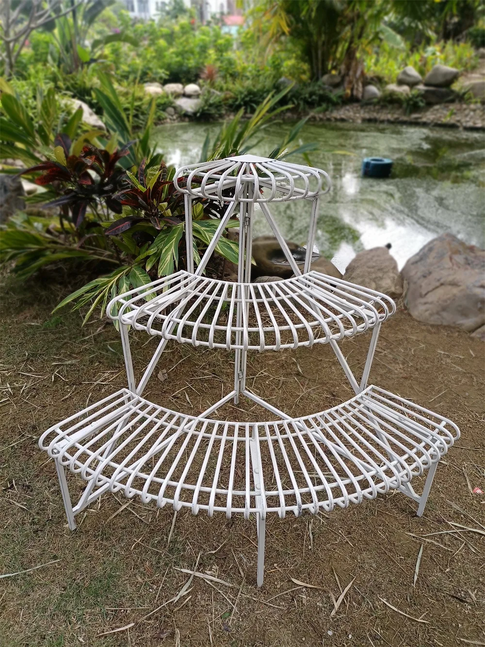 Plant Stand Outdoor Indoor Metal 3 Tier Planter Corner Shelf