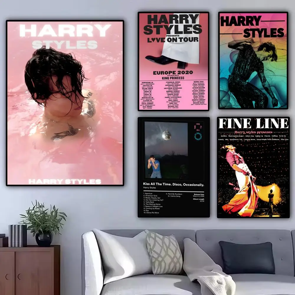 Pop Singer H-Harry Styles Painting Calligraphy Modern Canvas Poster Wall Art Aesthetic Bedroom Decor for Cafe Home Gift