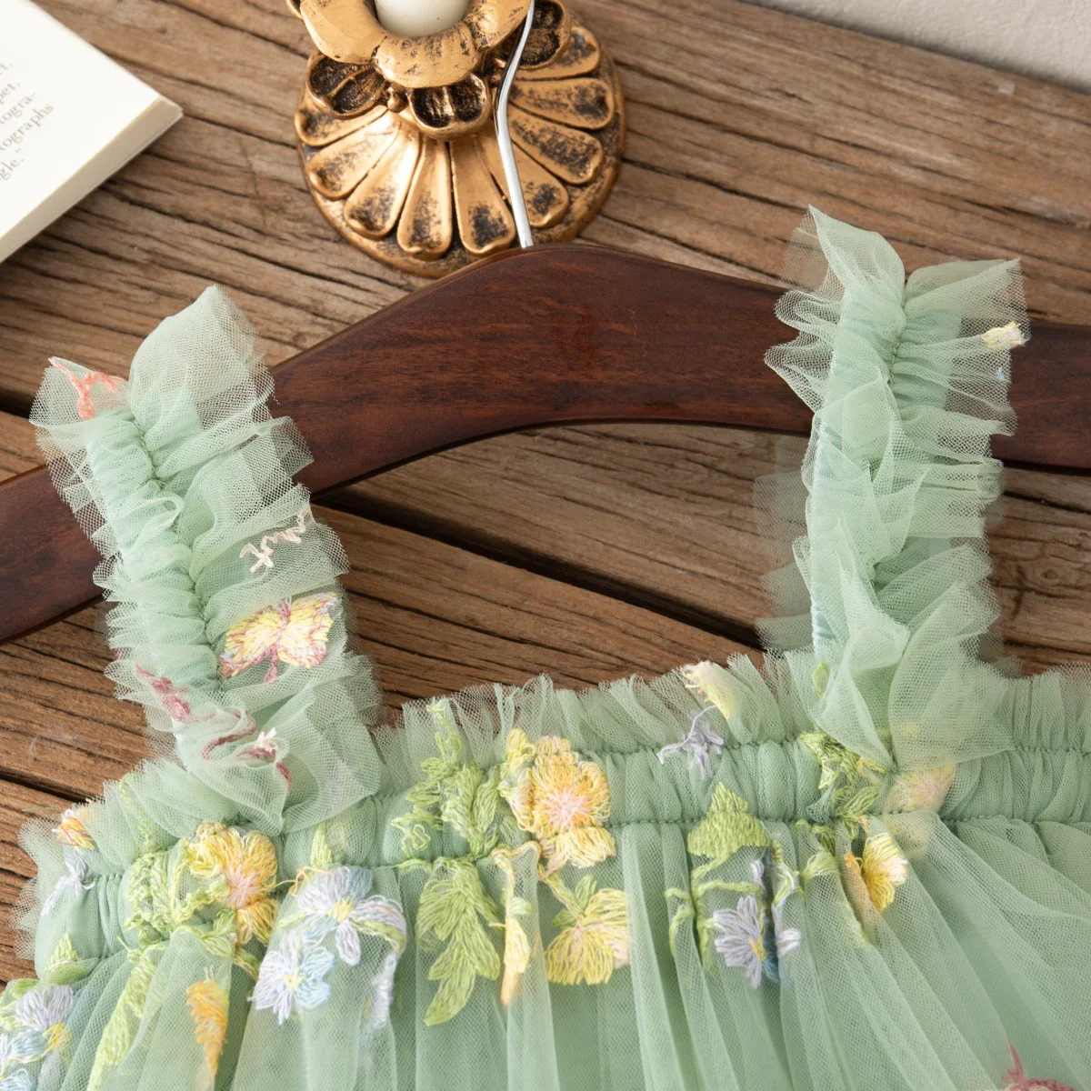 فستان الأميرة الصيفي للفتيات بدون أكمام على شكل زهرة الكرمة الشبكية للطفل بعمر 0-2 سنة فستان أطفال رائع بدون حمالات لأعياد الميلاد للفتيات