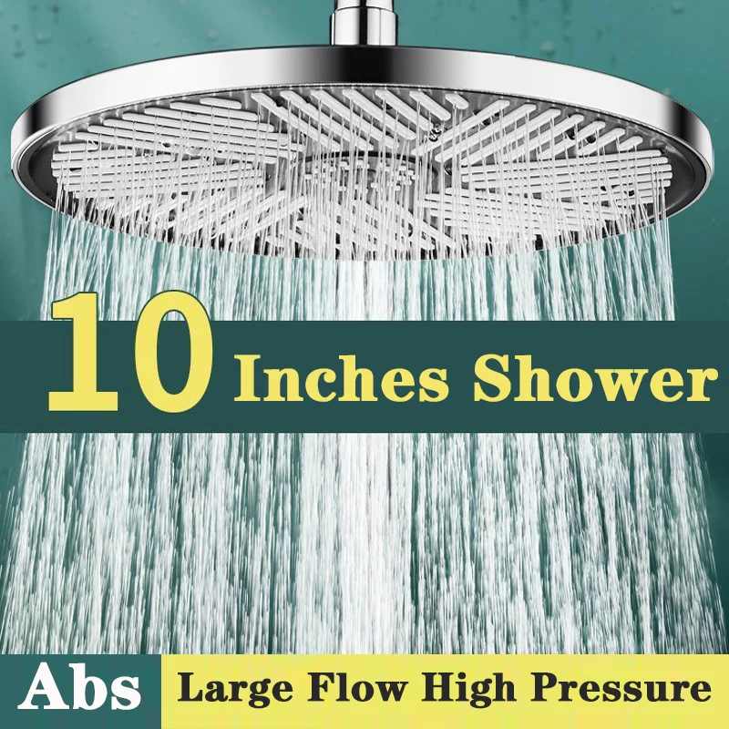 10 Inches Large Flow Supercharge Rainfall Shower Head Black High Pressure Water Saving Ceiling Mounted Shower Faucet Accessories