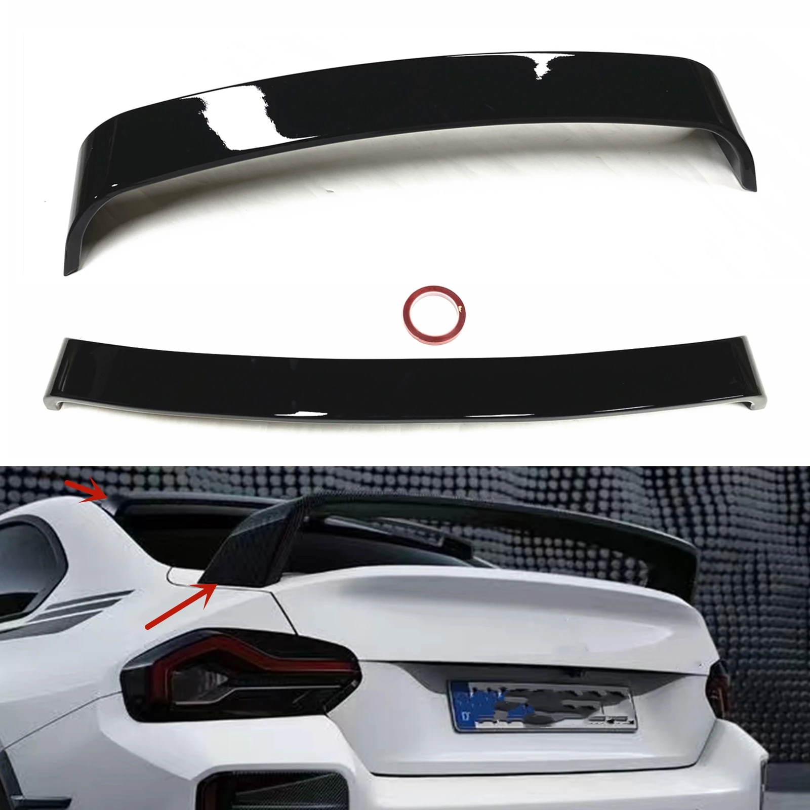 

Gloss Black Car Trunk Lid Spoiler Wing+Rear Window Roof Splitter Lip For BMW New 2 Series G42 M235i M240i 2022-2023 Coupe 2 Door