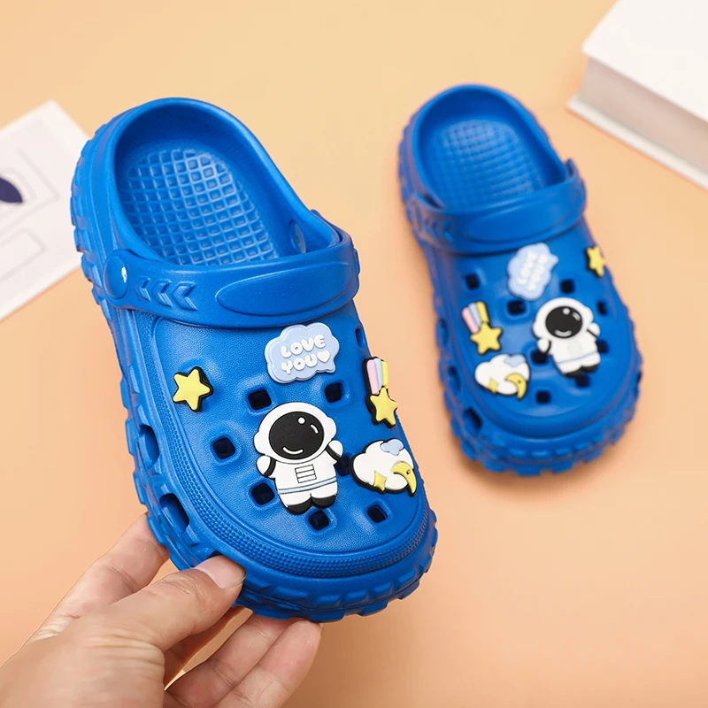 Cartoon Children Slipper Boy Sandals Summer Beach Clogs Indoor House Shoes Sneaker Non-slip Thick Sole Astronaut Boys Slipper