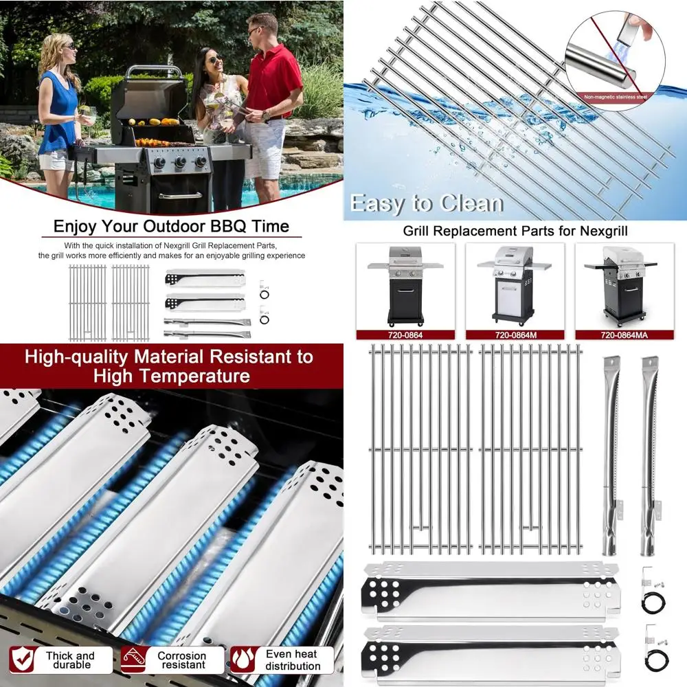 

Nexgrill 2-Burner 720-0864M Cooking Grates, Heat Plates, Burner Tubes, Igniters Replacement