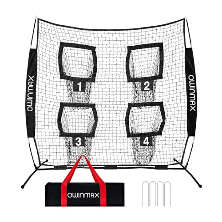

6x6 Feet Football Trainer Throwing Net Training Target Practice with 4 Targets Includes Carry Bag and Ground Stake and Great fo
