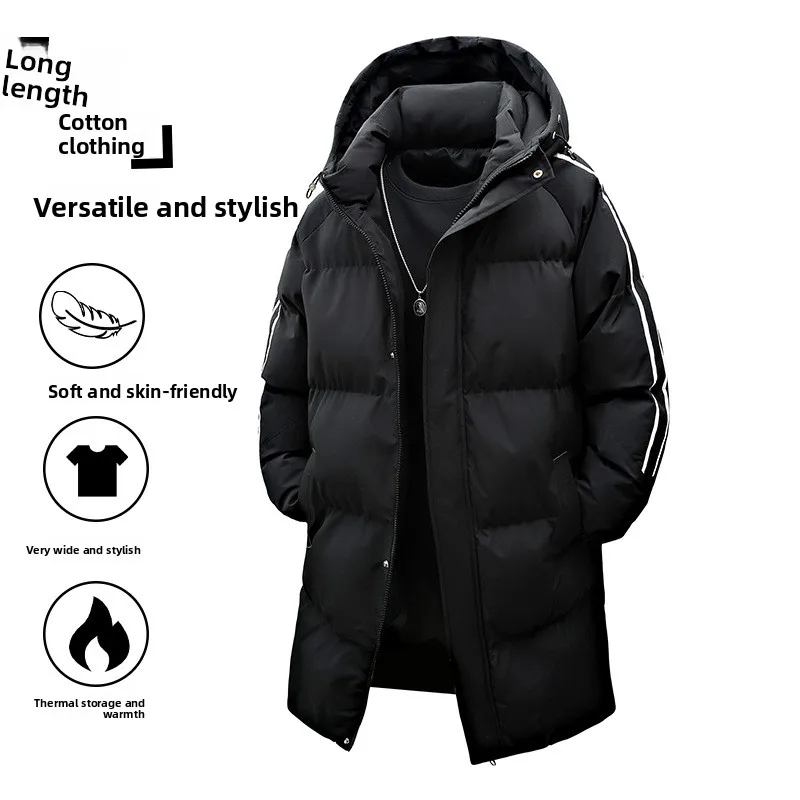 

Men's Faion Thiened Cotton Hooded Open Cardigan Long Casual Winter Outerwear Loose Fit Polyester Fiber Urban Sle