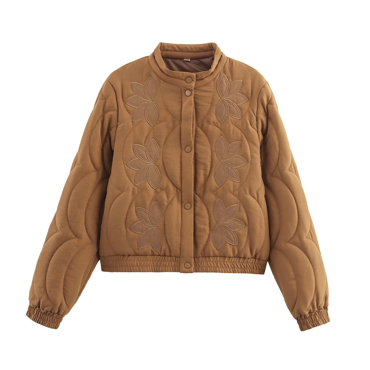 

Winter Jackets Women Parkas 2025 Woman Coats Quilted Floral Embroidery Long Sleeves Single Breasted Streetwear Women Outerwear