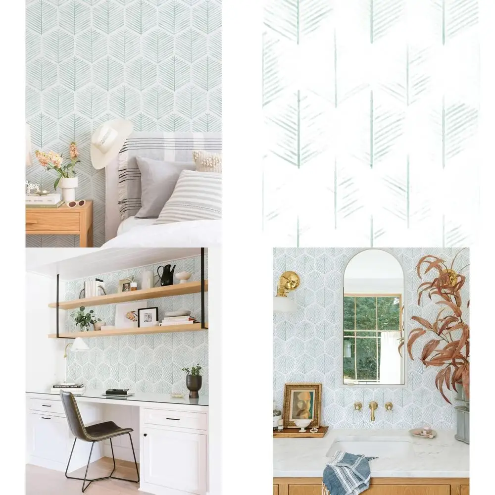 

Современные съемные обои в стиле бохо для шкафов, 787x17.3, водонепроницаемые, с геометрическим узором зеленого/белого цвета