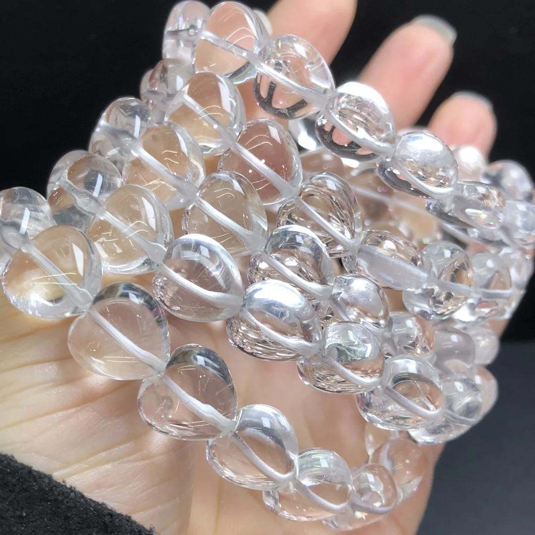 

1 шт. Fengbaowu натуральный камень кварцевый браслет в форме сердца 12 мм сердце бусины кристалл Рейки целебный камень ювелирные изделия подарок для женщин мужчин