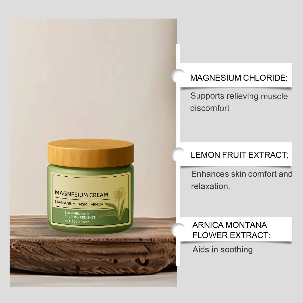 Soothing Gentle Body Cream Magnesium Relief Skin Care Long-Lasting Hydration Nerve-Relief Nourish Massage Absorption Anti-Dry