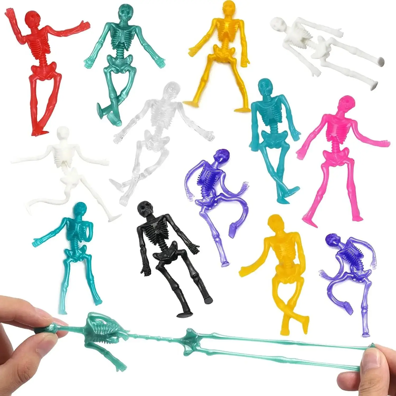 5/20pcs Elastic Skeleton Sticky Wall Doll Toy Elastic Skeleton Wet Sliding Toy Set Suitable for Party Halloween Happy Small Gift