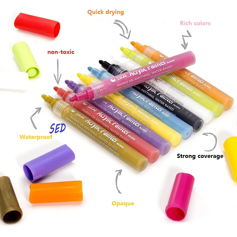 Acrylic Water-based Marker Plumones Colores 예술용품 Art Supplies Environmentally Friendly And Odorless Student Drawing Stationery