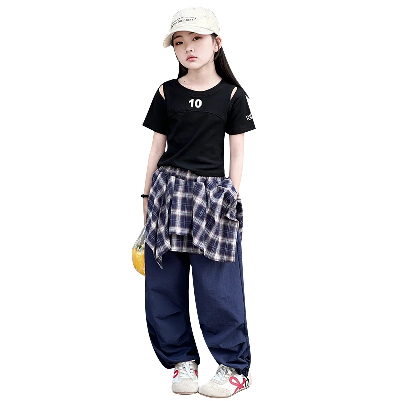 

Tween Girls Clothes Set Teen Girls Short Sleeve&Pants Sets Child Summer Clothing Set Shirt&Quick-Drying Trousers Kid Size 4-14Y