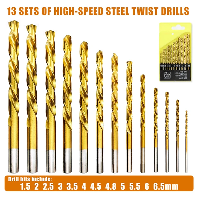 

Metric Drill Bits Set13PCS (3/16”-1/2”) Tip Work Glass Metal Tile Concrete Professional Masonry Drill Bits auger Electric bits