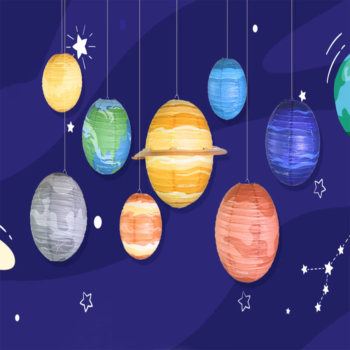 

12 Inch Space Paper Lanterns Hanging Planets Suitable for Science Party Kid Classroom Birthday Outer Space Party Decorate