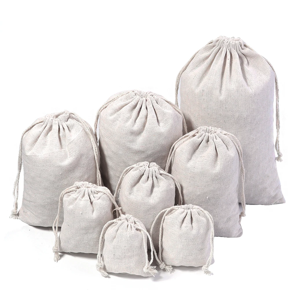 5-10pcs/lot Jute Drawstring Bags Gift Pouches Small Sachet Bag Jewelry Storage Bag Christmas Gift Bag Webbing Packaging Bags