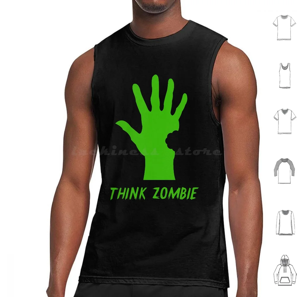Camisetas sin mangas con estampado de parodia de Think Zombie, de algodón, con diseño de mano mordida de Think Zombie, parodia de Halloween, parodias, mano verde