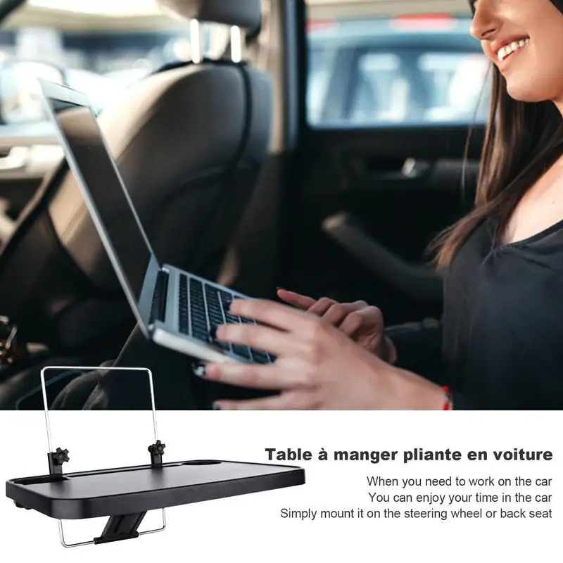 Car Table Foldable Back Seat Headrest Tray With Hook Laptop Car Desk Car Seat Travel Tray Table Car Food Trays For Adults Driver