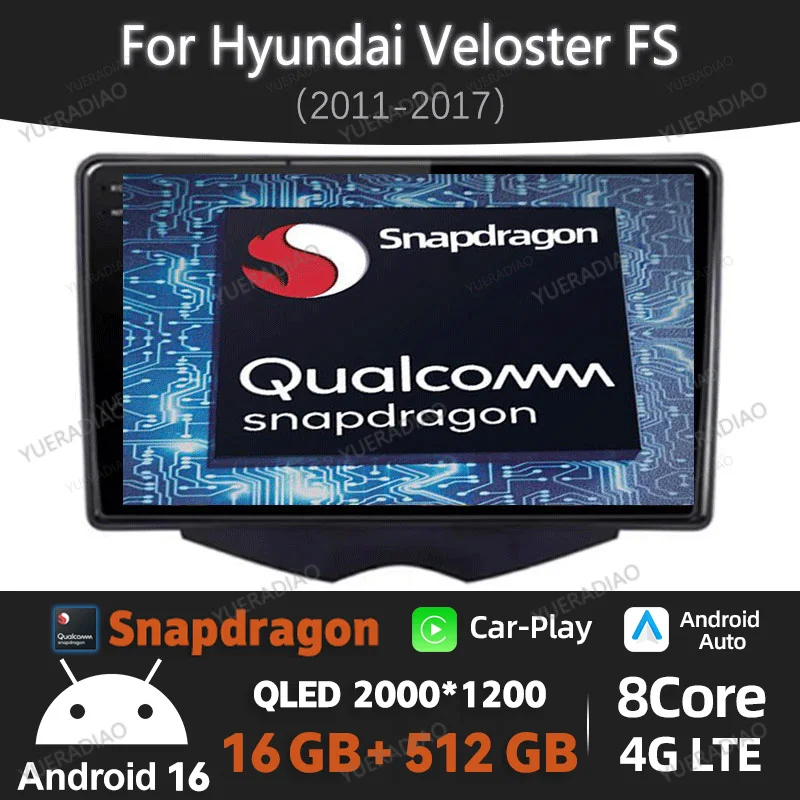 Android 16 Car Radio For Hyundai Veloster FS 2011 - 2017 Multimedia Stereo Video Player GPS NAVI 4G WIFI Head Unit Carplay Auto