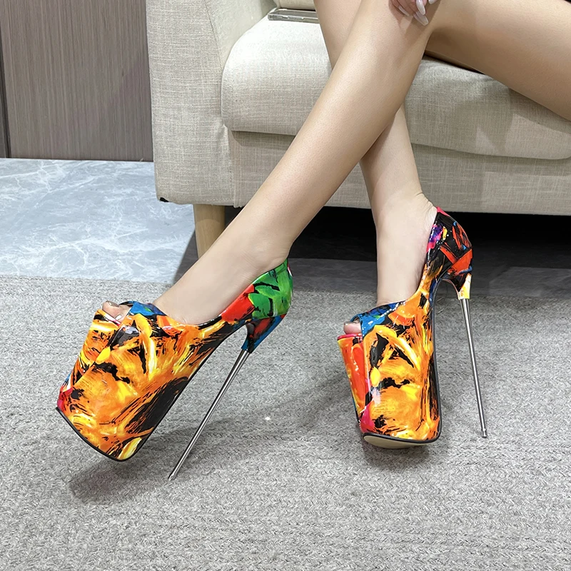 

Crossdresser Gladiator Stiletto 19cm Metall Thin Heels Shoes Woman Waterproof Wedding Pumps Peep Toe Plus Size Zapatos Mujer