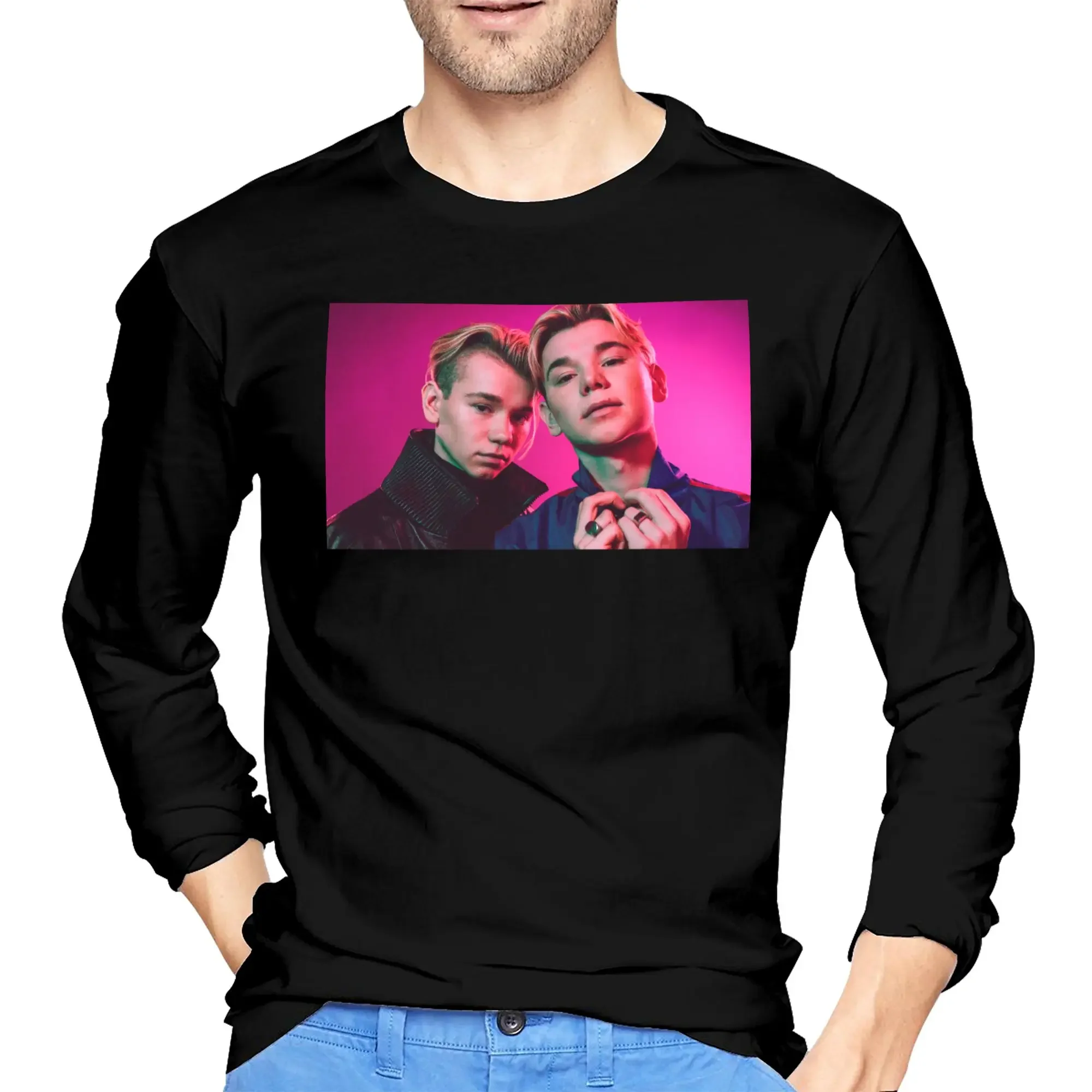 

Marcus And Martinus Sweden Norway Eurovision Men's Long Sleeved T-shirt Casual Round Neck T shirts Spring and Autumn Men tops