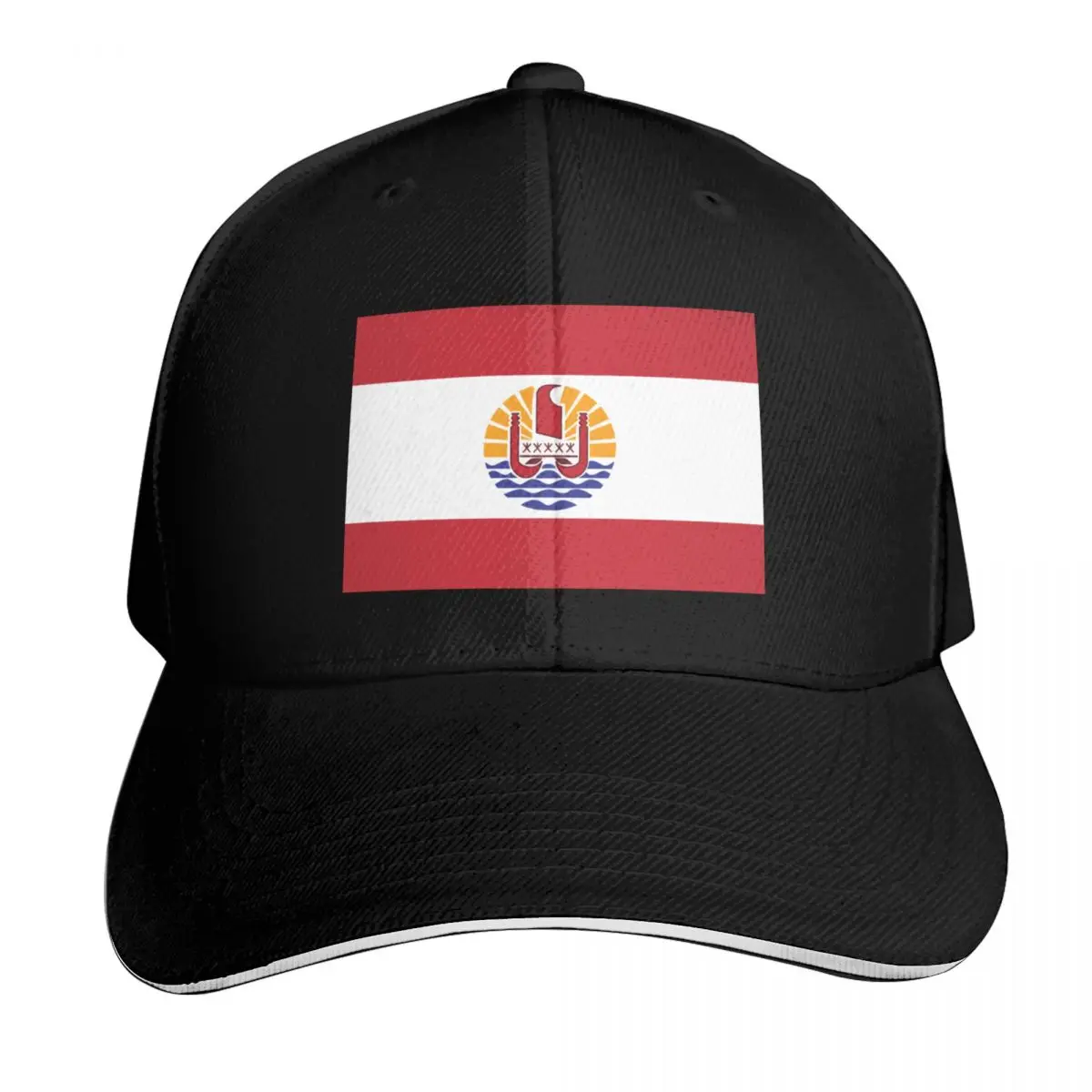 French Polynesia - French Polynesian Flag Baseball Cap Contrast Two Tone Brim Snapback Flat Bill Strapback Dad Hat