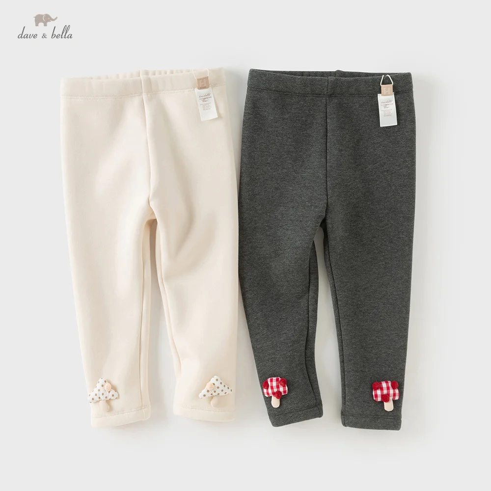 Dave Bella Children Leggings Winter Baby Girls Fashion Warm Trousers Elastic Thickened Plush Outdoor Girl's Clothing DB4253932