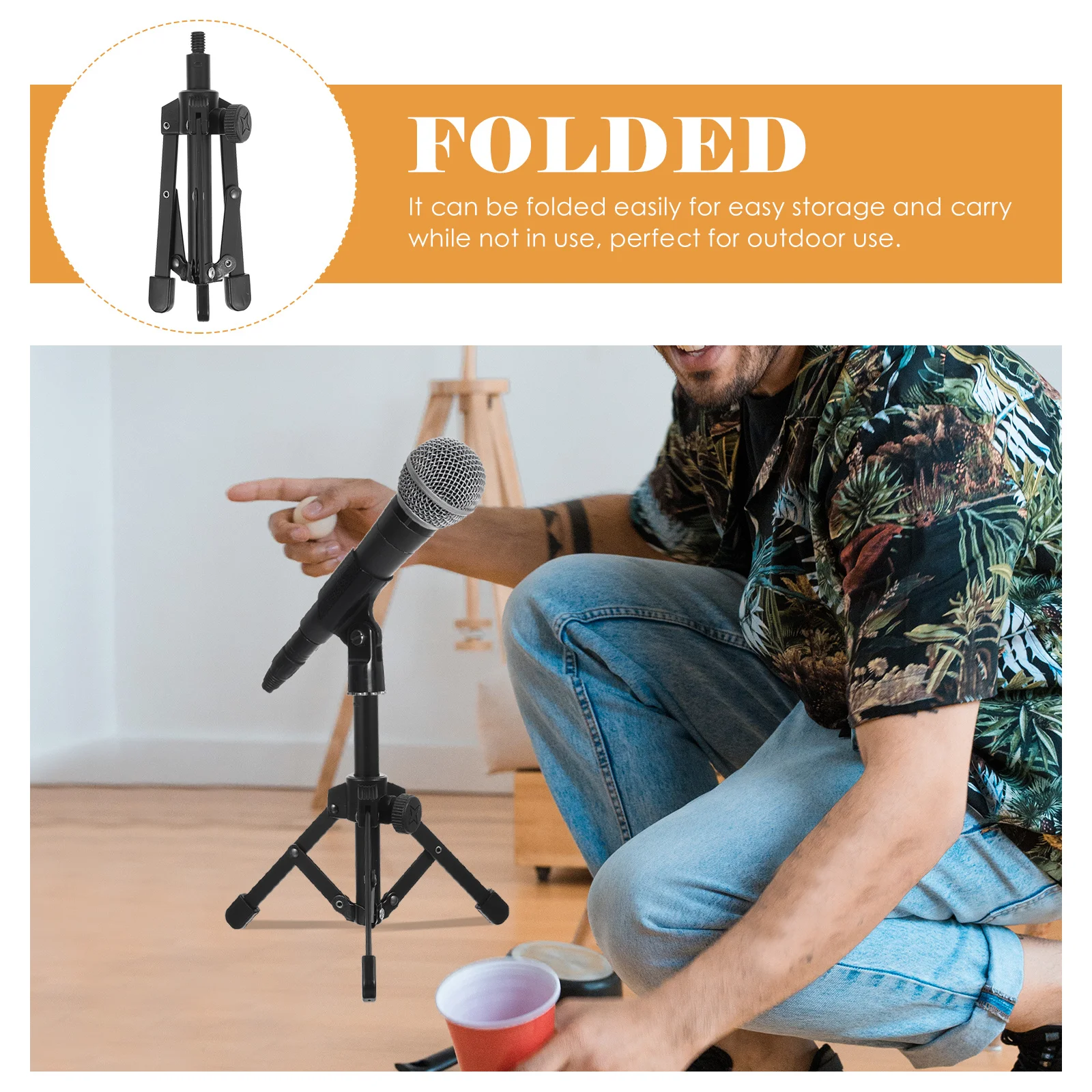 

Desk Microphone Stand Portable Foldable Tripod Mic Holder Stable Anti Slip for Speech Broadcast Conference Desk Tripod Stand