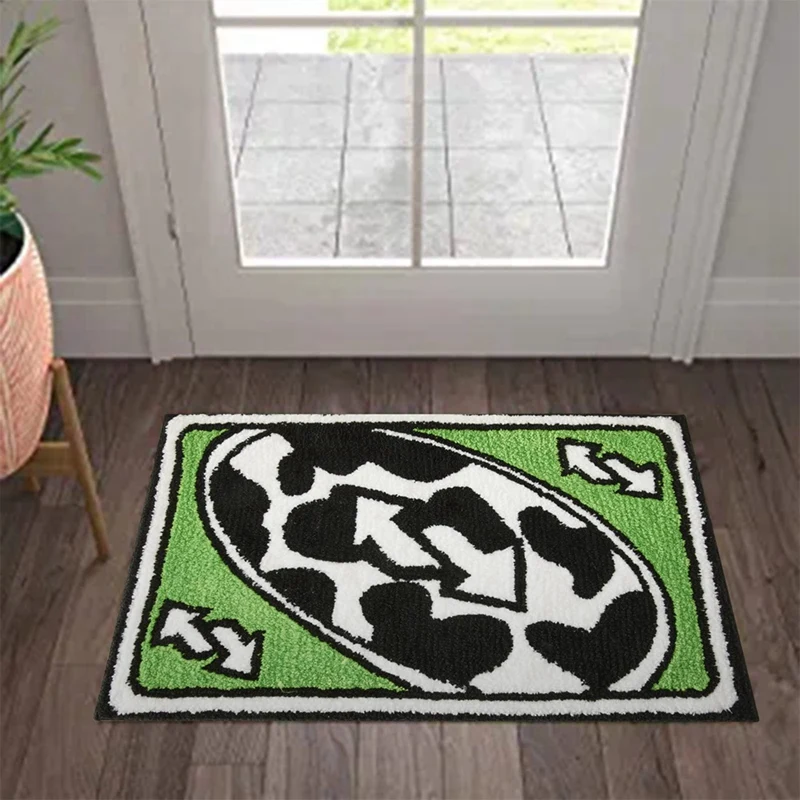 For UNO Card Rug, Funky Aesthetic Throw Area Rugs Non Slip Washable, Modern Abstract Cute Unique Bathroom Bedroom Rugs