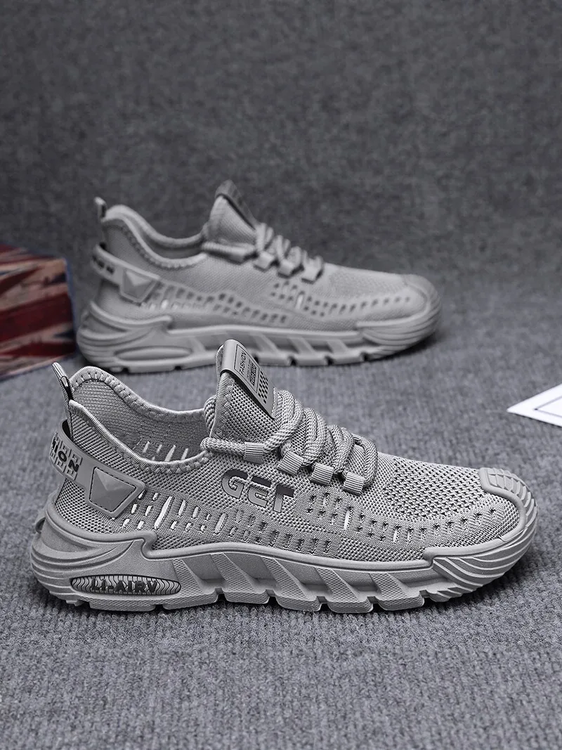 Men's Breathable Thin Mesh Shoes Hollow out Design Sporty Casual Anti-Slip Odor Control Suitable for Work And Trendy Wear