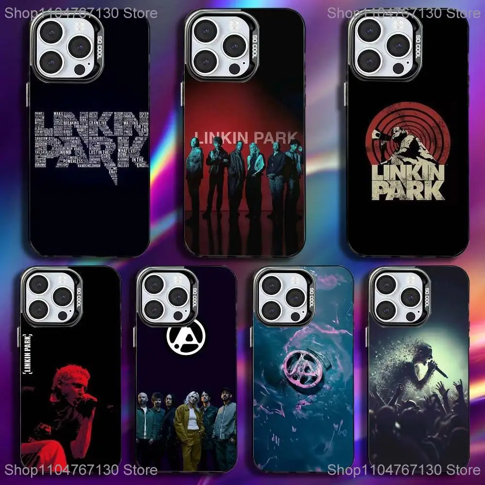 

Rock L-Linkin P-Park Band Phone Case For iPhone 16,15,14,13,12,11,Pro,Max,Plus,Mini,XS,SE Anti Fall Black Matte Hard Bumper
