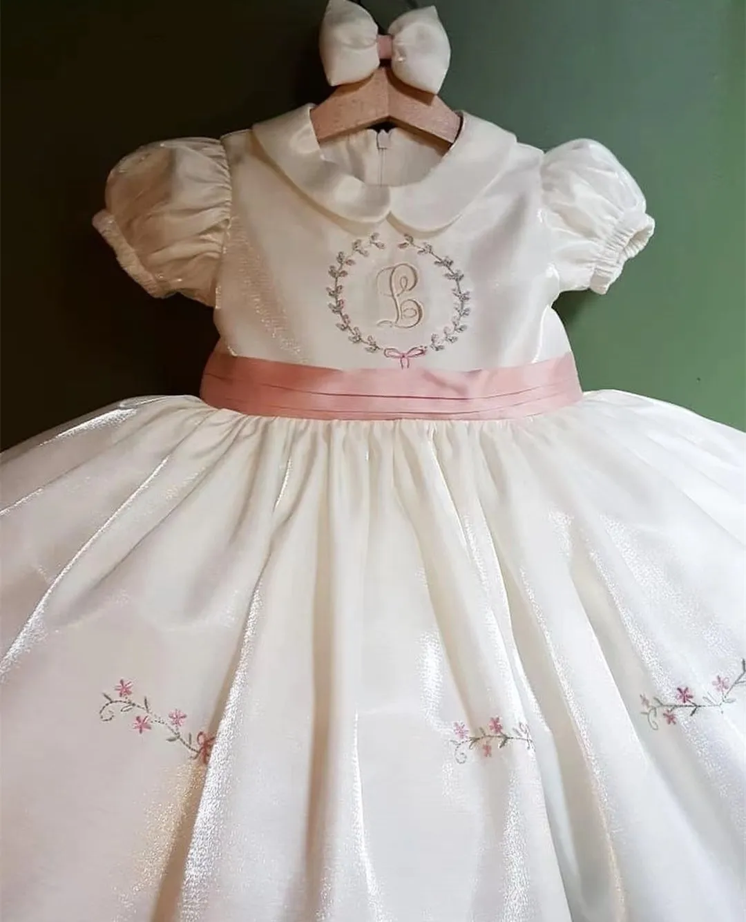 0-8Y Baby Girl Summer White Flower Embroidery Turkish Vintage Lolita Princess Ball Gown Dress for Birthday Holiday Casual Eid