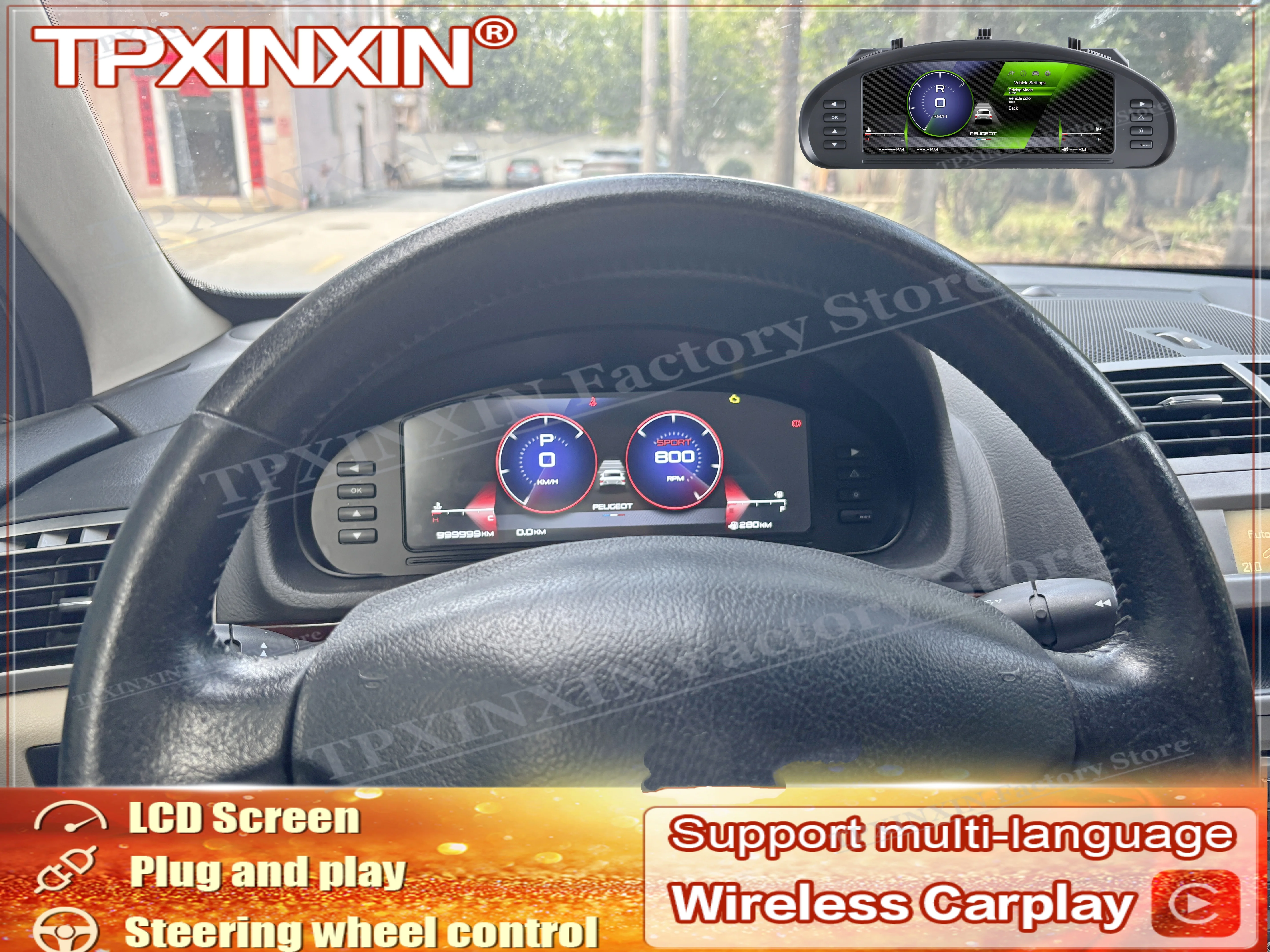 Digital LCD Virtual Cluster Cockpit For Peugeot 407 2004~2010 Linux system Dashboard Panel Speed Meters Steering wheel control