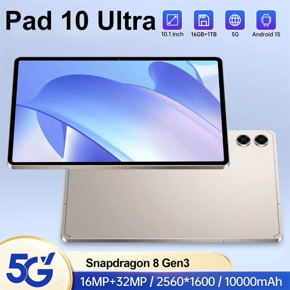 

Новый Hot Pad 10 Ultra Original 10,1-дюймовая вкладка Global Version Android 10000 мАч 16 ГБ + 1 ТБ планшеты 4G 5G Dual SIM WIFI для детей ПК
