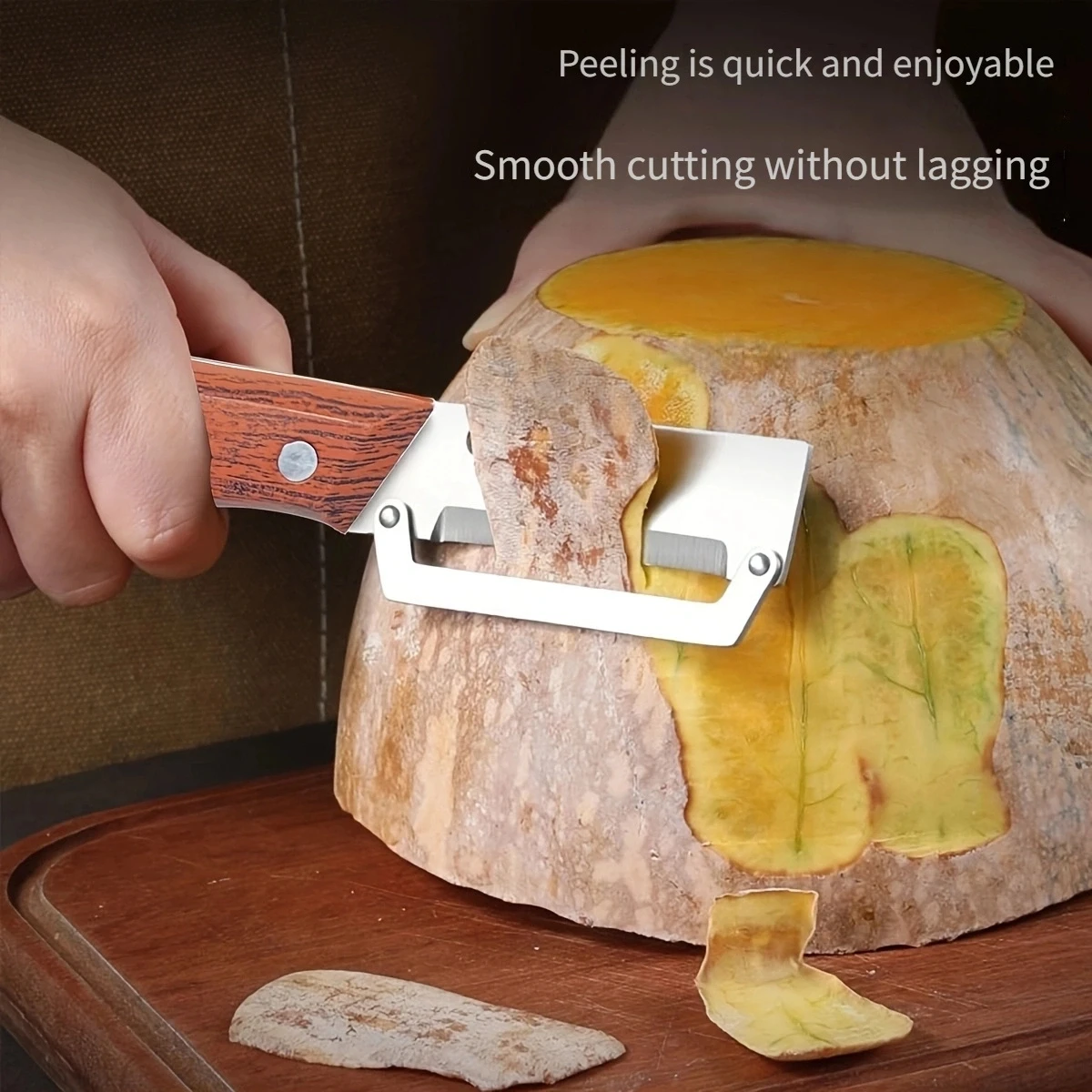 Wooden Handle Paring Knife High Appearance Kitchen Special Fruit Planer Sugarcane Paring Knife Household Thick Scraping Tools
