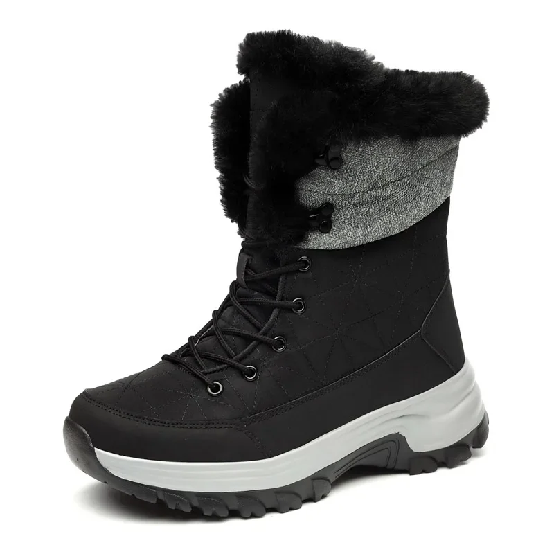 Botas de nieve cálidas de felpa para hombre, botines antideslizantes de fondo grueso para exteriores, zapatos de invierno, novedad