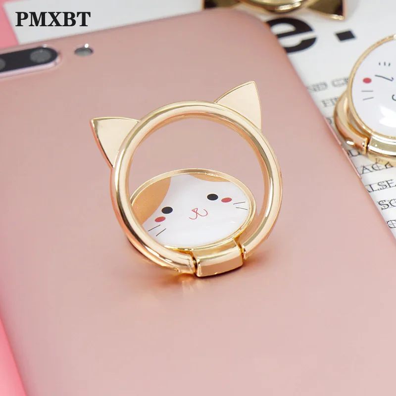 Cute Shiny Glittering Gold Cat Style Male Female Universal Folding Replicate Mobile Phone Finger Ring Holder