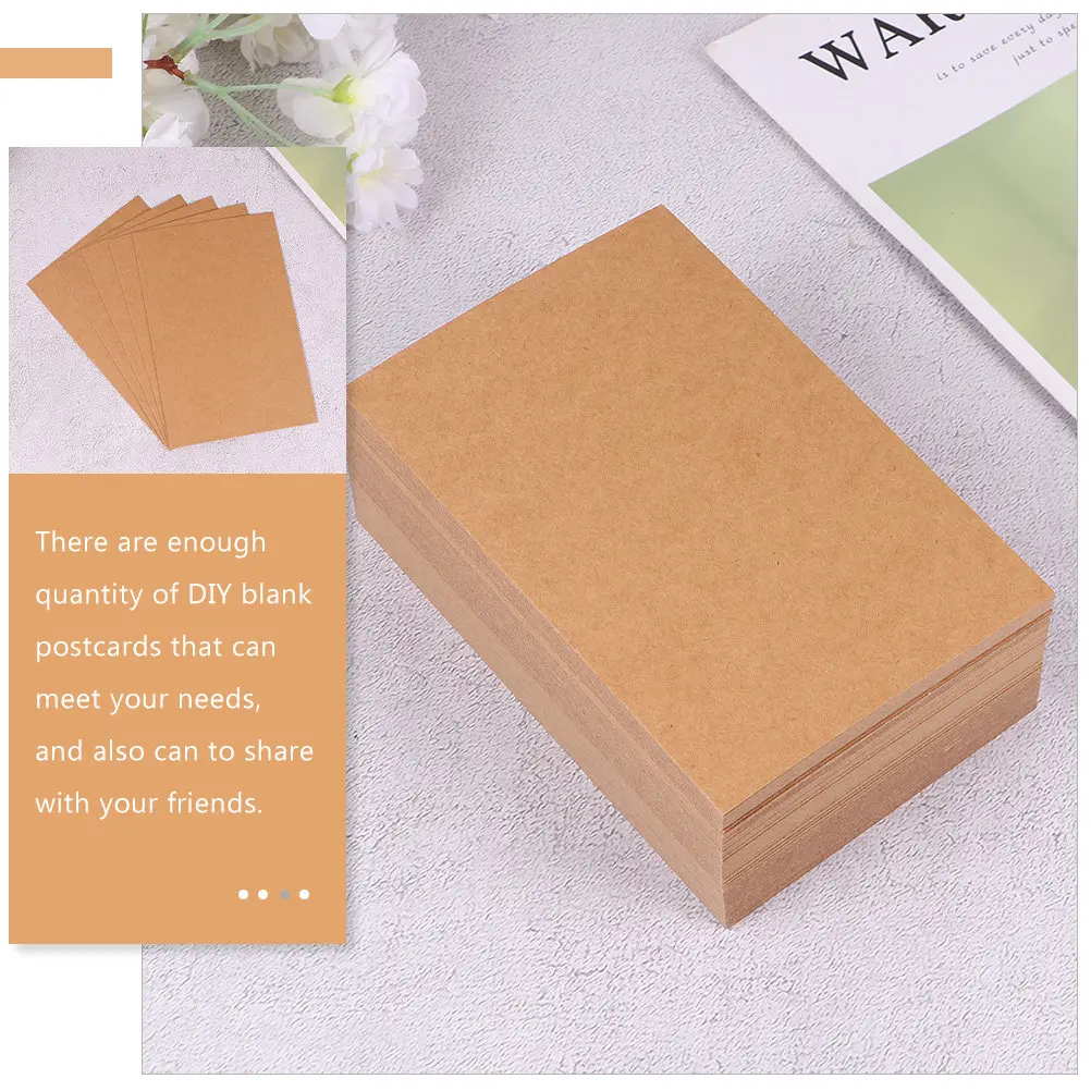 

150Pcs Blank DIY Note Cards Premium Thick Kraft Paper Postcards Tear-Resistant Smooth Surface for DIY Greeting Cards Craft Gift